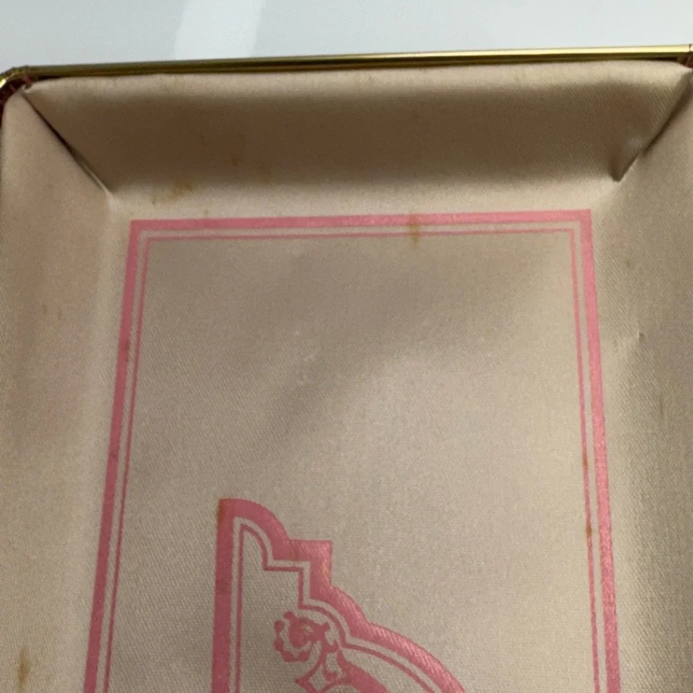 Vintage Jewelry Box Organizer Pink Velvet Lined Ring Earring‎ Storage 9